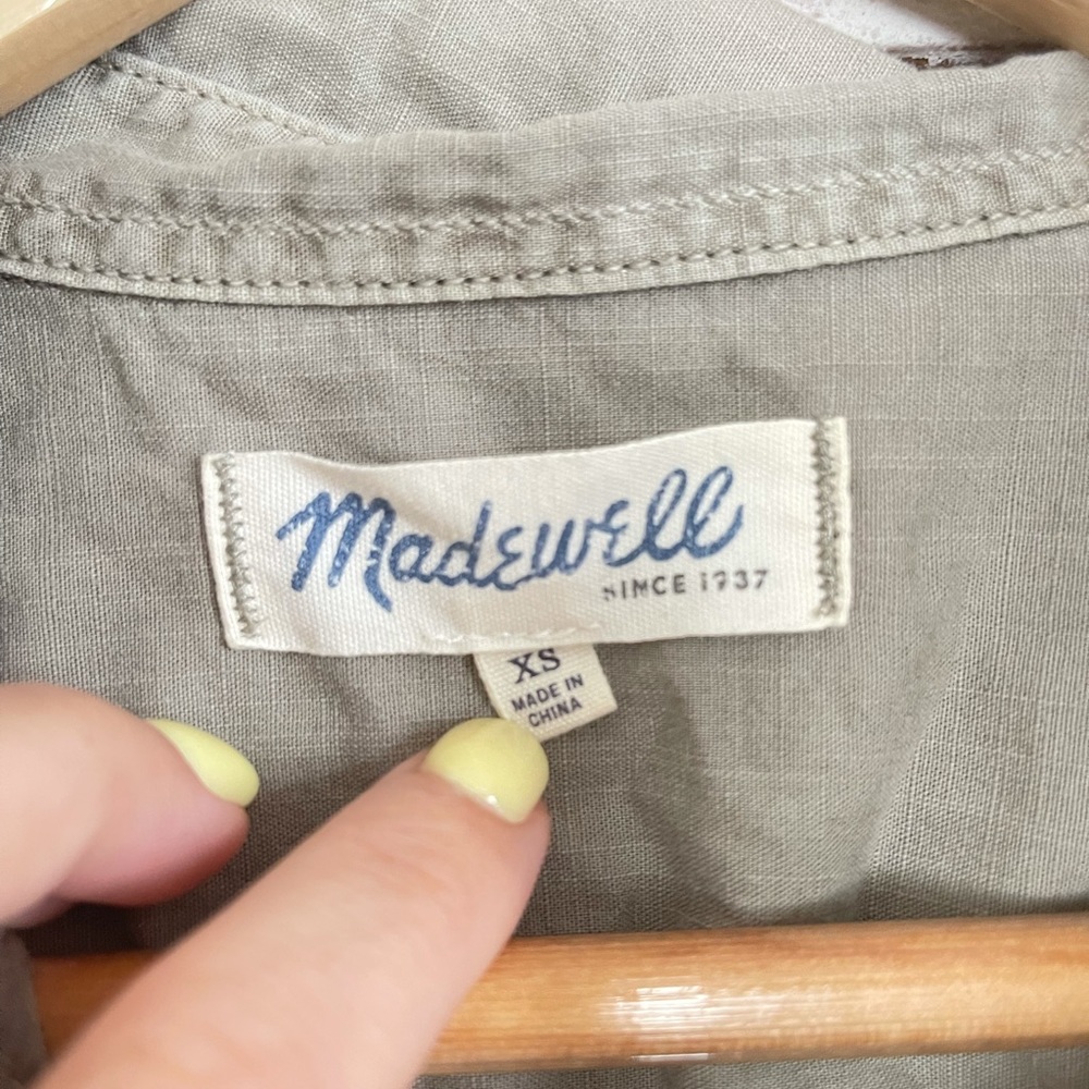 Madewell Army Green Button Down Utility Shirt - image 4
